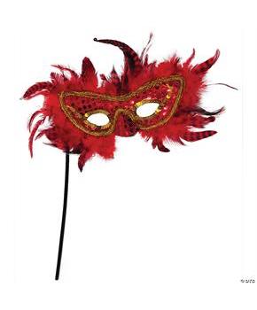 Feather Mask with Stick