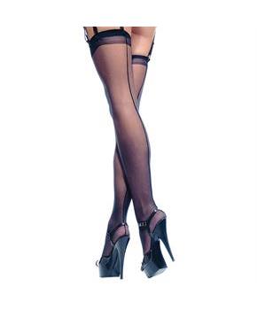 Sheer Back Seam Stocking Black