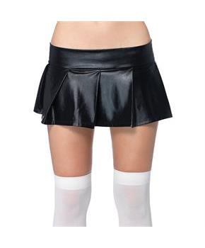 Wet Look Pleated Skirt