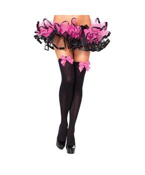 Black Thigh High Stockings With Pink Bows