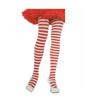 Tights Striped Plus Red & White