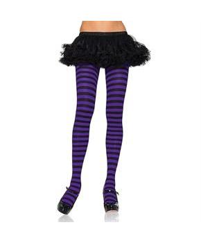 Tights Striped Black Purple