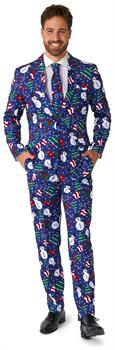 Suitmeister Men's Suits Christmas Snowman Blue