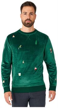 OppoSuits Deluxe Men's Sweaters Velvet Green - Xmas Icons