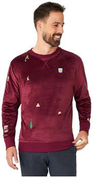 OppoSuits Deluxe Men's Sweaters Velvet Red - Xmas Icons