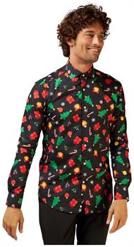 OppoSuits Men's Shirts SHIRT LS Christmas Icons Black