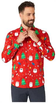 OppoSuits Men's Shirts SHIRT LS Festivity Red