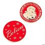 1 1/4" Red Santa Believe Metal Coins with Red Velvet Drawstring Bag-24 Pc.