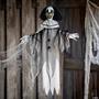 Hanging Animated Black & White Clown Halloween Decoration 35 1/2"