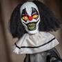 Hanging Animated Black & White Clown Halloween Decoration 35 1/2"