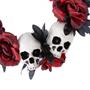 Red & Black Flower Wreath with Skulls Halloween Decoration, 16 3/4" x 3 1/2"