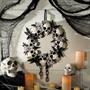 Skulls & White Roses Wreath Halloween Decoration 23 1/2" x 15 3/4"