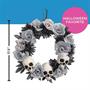 White Roses Wreath with Skulls Halloween Decoration, 17 1/2" x 17 1/2"