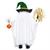 29" Light-Up Standing Ghost with Witch Hat & Broom Halloween Decoration