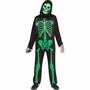 Kids Black Light Neon Skeleton Hooded Jumpsuit Costume