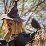 Simplified Staked Scarecrow Animated Halloween Prop 96"