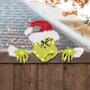 16" Santa Grinch Festive Fence Sitter Lighted Christmas Outdoor Yard Decoration
