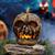 Animated Flaming Burlap Pumpkin Halloween Decoration 10"