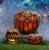 Animated Flaming Burlap Pumpkin Halloween Decoration 10"