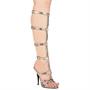 Sexy Strap Up Gold Calf Length Shoes