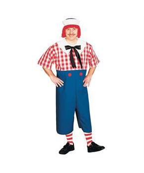 Men's Raggedy Andy Costume with Hat and Attached Yarn Hair