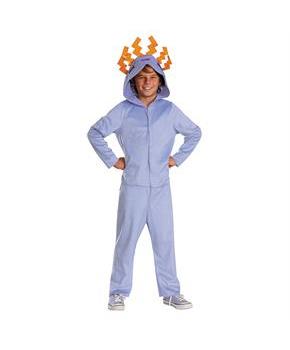 Kids Classic Minecraft Purple Axolotl Hooded Jumpsuit Costume