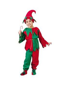 Kids Red, Green & Gold Elf Costume