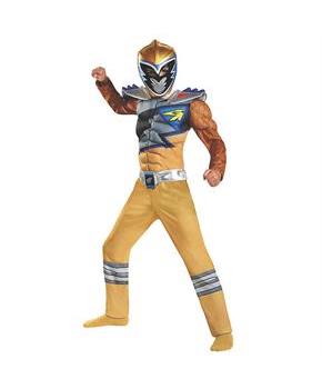 Boys' Deluxe Gold Power Rangers Dino Charge Muscle Costume