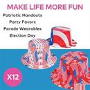 24" Patriotic Red, White, & Blue American Flag Plastic Hats - 12 Pc.