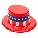 9 1/2" x 11 1/2" Patriotic Red, White & Blue Plastic Top Hats - 12 Pc.