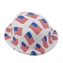 22" circ. Patriotic US Flag Red, White & Blue Plastic Derby Hats - 12 Pc.
