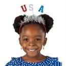 5 1/2" Patriotic Glitter-Letter USA Tinsel Head Boppers - 12 Pc.
