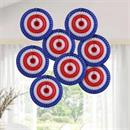 20" diam. Patriotic Stars & Stripes Cutout Hanging Paper Fans - 12 Pc.