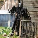 4 Ft. Hanging Animated Black Skeleton Reaper Halloween Decoration