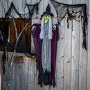Hanging Animated Witch with Green Eyes Halloween Decoration 4 Ft.
