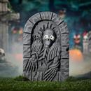 Gray Foam Skeleton Tombstone with Moving Eyes Halloween Decoration, 2 Ft.