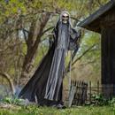 Standing Up & Down Black & Gray Skeleton Reaper Halloween Decoration 6 Ft.