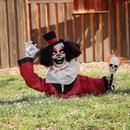 Groundbreaker Animated Black, Red & White Clown Halloween Decoration, 19 1/2"