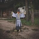 68 3/4" Animated Head Turning Pumpkin Scarecrow Halloween Decoration