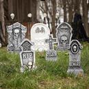 Bat & Skull Foam Tombstone Halloween Decorations Set 6 Pc.