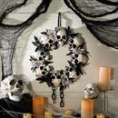 Skulls & White Roses Wreath Halloween Decoration 23 1/2" x 15 3/4"