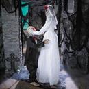 5 Ft. 10 3\/4\ Animated Skeleton Wedding Couple Halloween Decoration