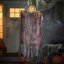 4 Ft. Hanging Orange Light-Up Skeleton Face Reaper Halloween Decoration