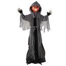 5 Ft 10 3/4" Animated Standing Light-Up Pumpkin Man in Hooded Cloak Halloween Decoration