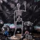 35 1/2" Hanging Silver Skeleton with Multicolor Jewelry Halloween Decoration