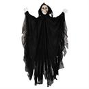 47 1/4" Animated Hanging Skeleton Reaper with Black Cloak Halloween Decoration