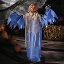 27 1/2" Hanging Blue & Burlap Pumpkin Man Halloween Decoration