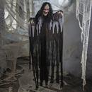 6 Ft. Talking Hanging Witch in Black Cloak with Light-Up Eyes Halloween Decoration