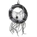 14 3/4" x 23 1/2" Black Wreath with Black Spiders & Spider Webs Halloween Decoration