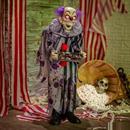 37" Animated Light-Up Standing Talking Clown with Plate Halloween Decoration